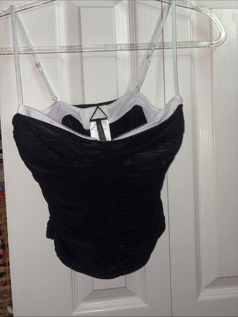 White Fox Boutique Black Ruched Bustier Corset Cami